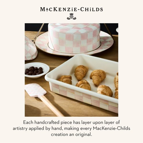 MACKENZIE-CHILDS Set of 2 Spatulas, Silicone Kitchen Spatula Set, Pink-and-White Rosy Check