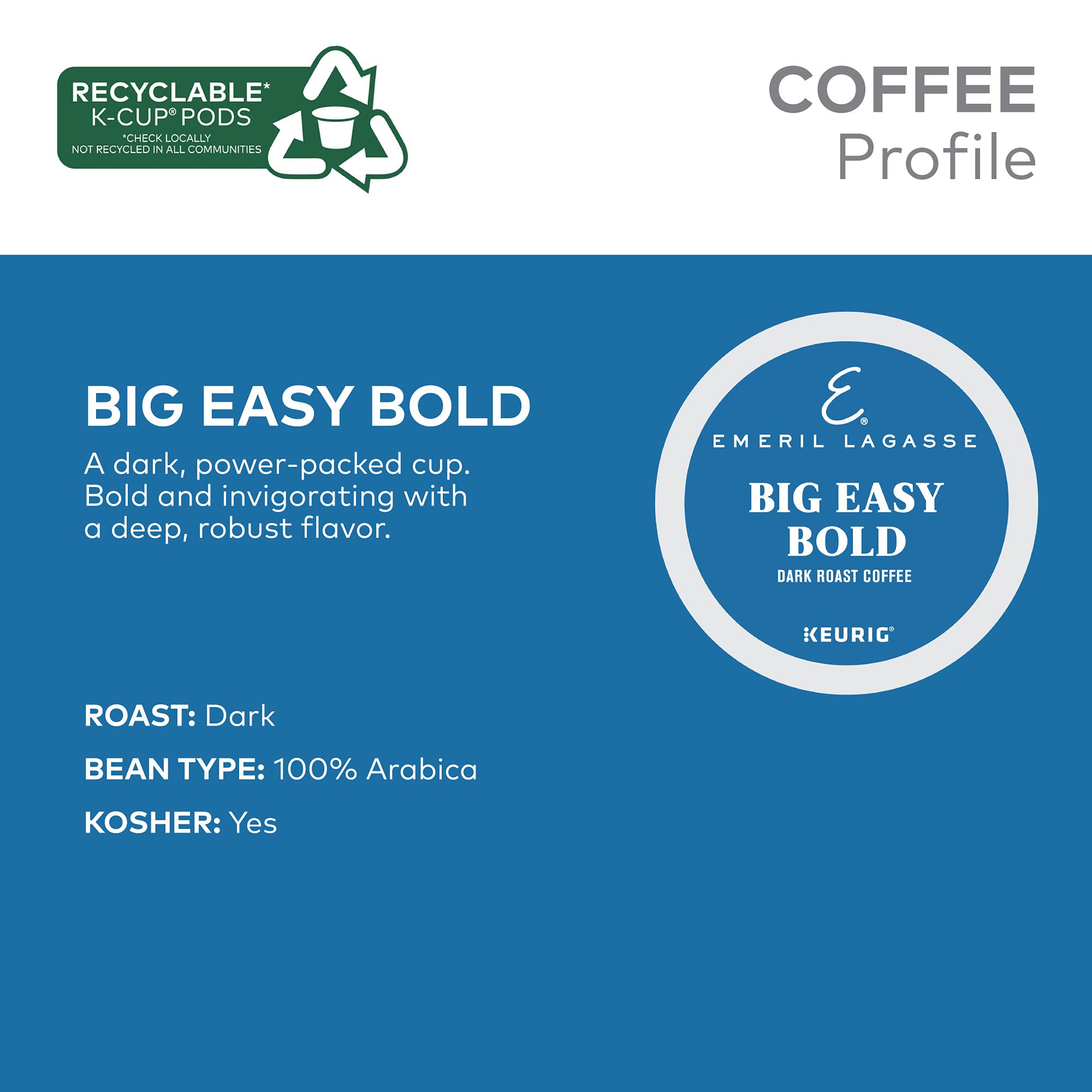 Emeril Big Easy Bold Keurig Single-Serve K-Cup Pods, Dark Roast Coffee, 96 Count