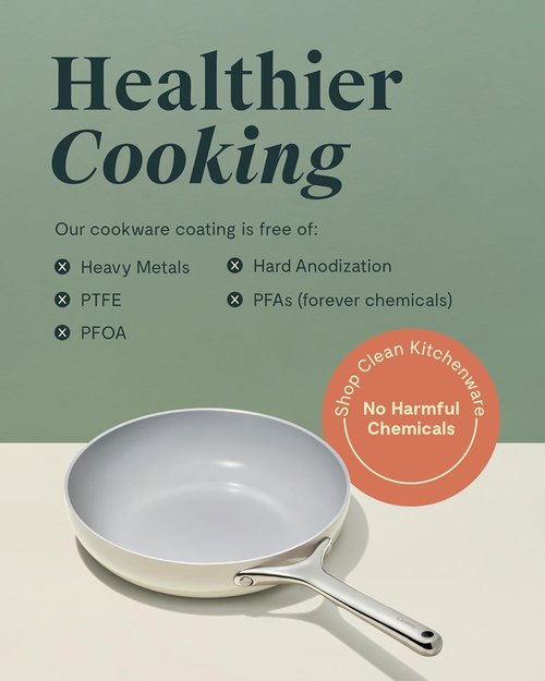 Caraway Nonstick Ceramic Frying Pan - 2.7 Qt, 10.5" | Non-Toxic, PTFE & PFOA Free, Oven Safe - Black