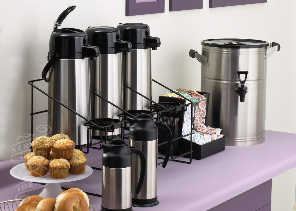 Service Ideas ECAL30S Eco-Air Airpot with Lever Lid, Insulated Beverage Dispenser, Thermal Coffee Carafe 3.0 L, Glass Lined