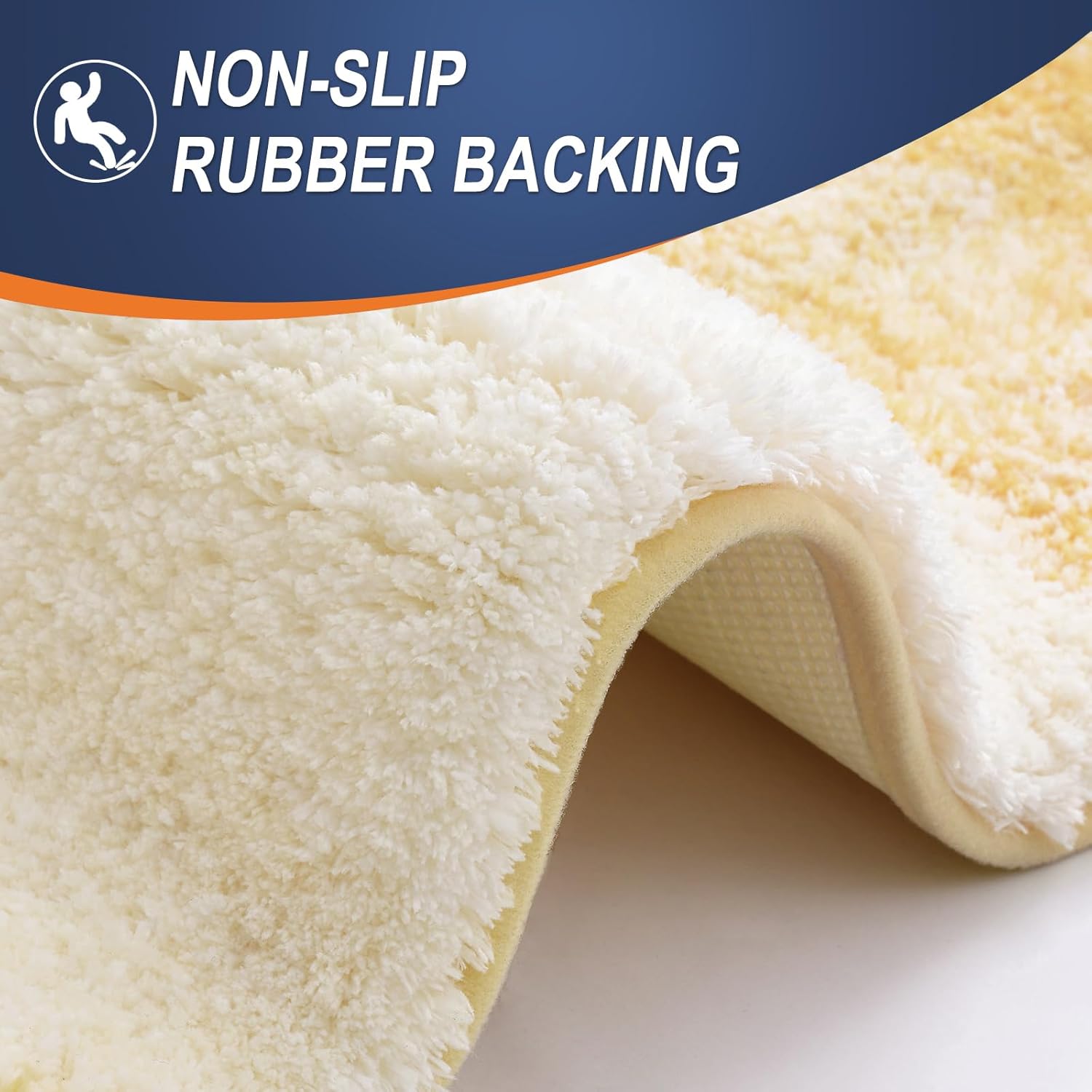 OLANLY Large Bathroom Rug Mat - Extra Soft Microfiber, Quick Dry & Washable | Light Yellow 45x27