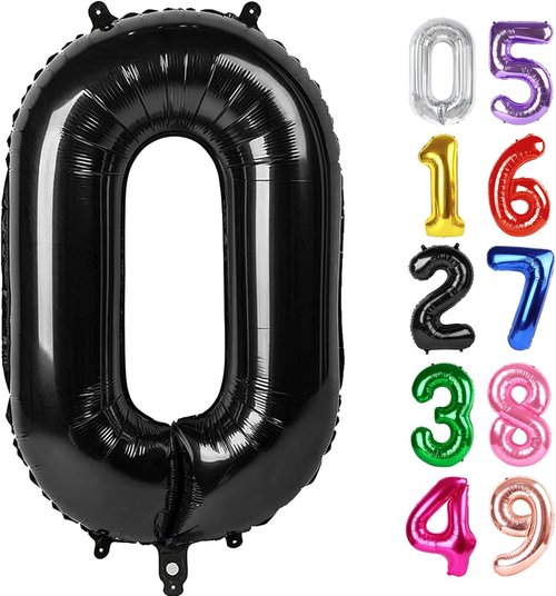 Black Number 0 Balloon - 40 Inch Birthday Decoration for Milestone Celebrations