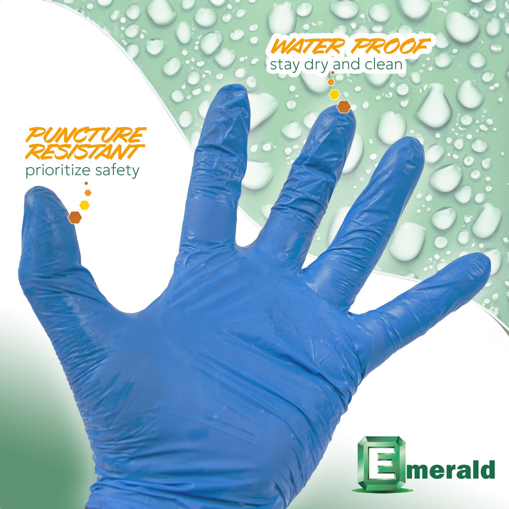 Emerald - 1,000 Gloves - Full Case - Nitrile Medical Exam Gloves, Latex Free, Powder Free, 10 Boxes of 100, Blue, Size: Small
