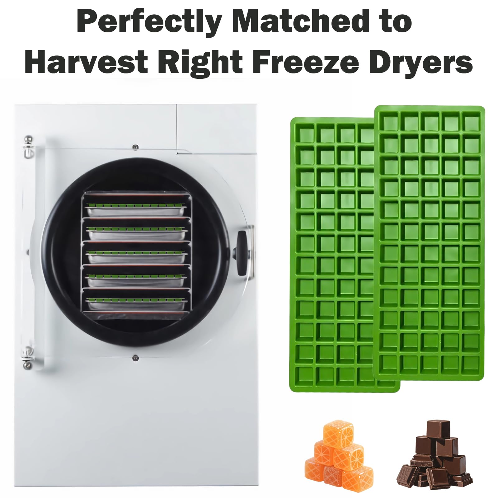 5 Pcs Silicone Food Molds for Harvest Right Freeze Dryer Medium Square Trays BPA-Free Reusable for Fruit Vegetable Ice Cubes Chocolate Candy
