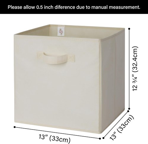 Granny Says Cube Storage - 13x13 Foldable Fabric Organizer Bins with Handle | Beige, 6-Pack