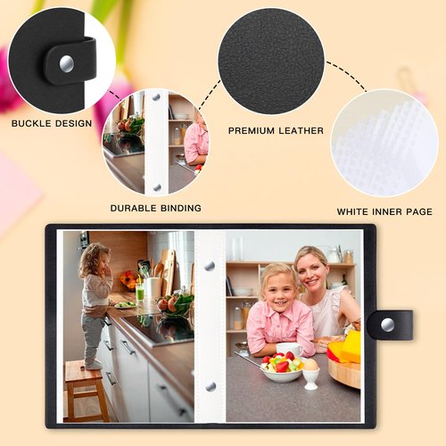 2 Pack Small Photo Albums 4x6 Pictures, Leather Cover Albums, 4x6 Photo Book for 52 Photos Inserted From the Top, Kids 4 x 6 Photos and Family Anniversaries Baby Vacations, Wedding, Black