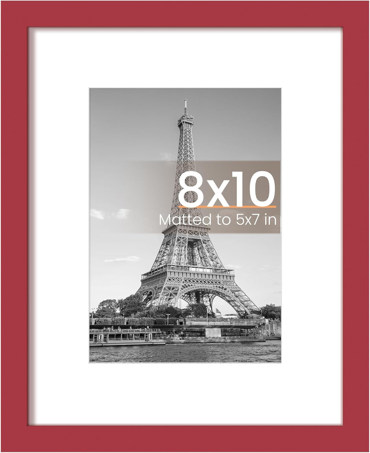 Upsimples 8x10 Picture Frame - Versatile Display for 5x7 with Mat or 8x10 Without - Red, 1 Pack