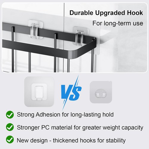 Lsnisni Shower Caddy Adhesive Strips - Waterproof Replacement Hooks for Bathroom & Kitchen Storage | 14 Pack, Clear