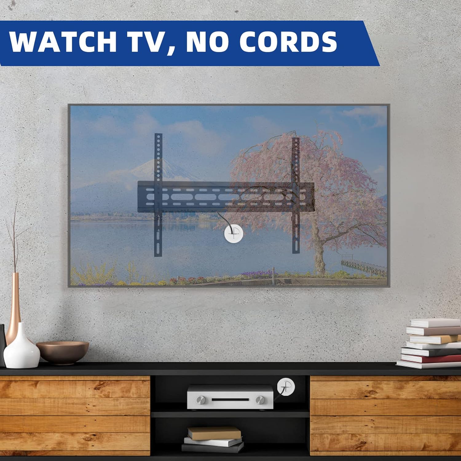 TV Wire Hider Kit - Wall Mount Cable Management Solution | White, Includes 2 Pass-Throughs & Hole Saw Drill