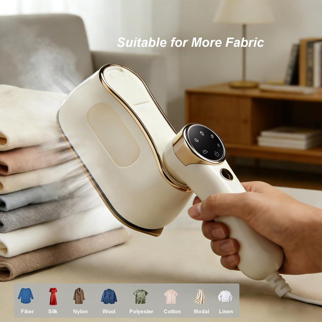 Skiennix Travel Steam Iron - 1200W Mini Garment Steamer with LCD Screen & 180° Rotating Handle - White