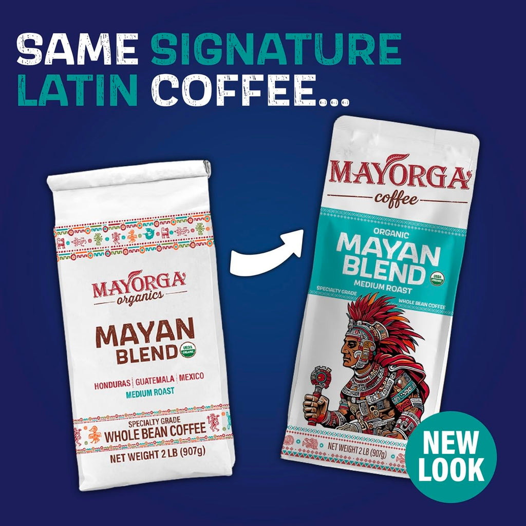 Mayorga Organic Coffee - 2lb Mayan Blend Medium Roast Whole Bean | 100% Arabica, Chocolate & Floral Flavor, USDA Organic