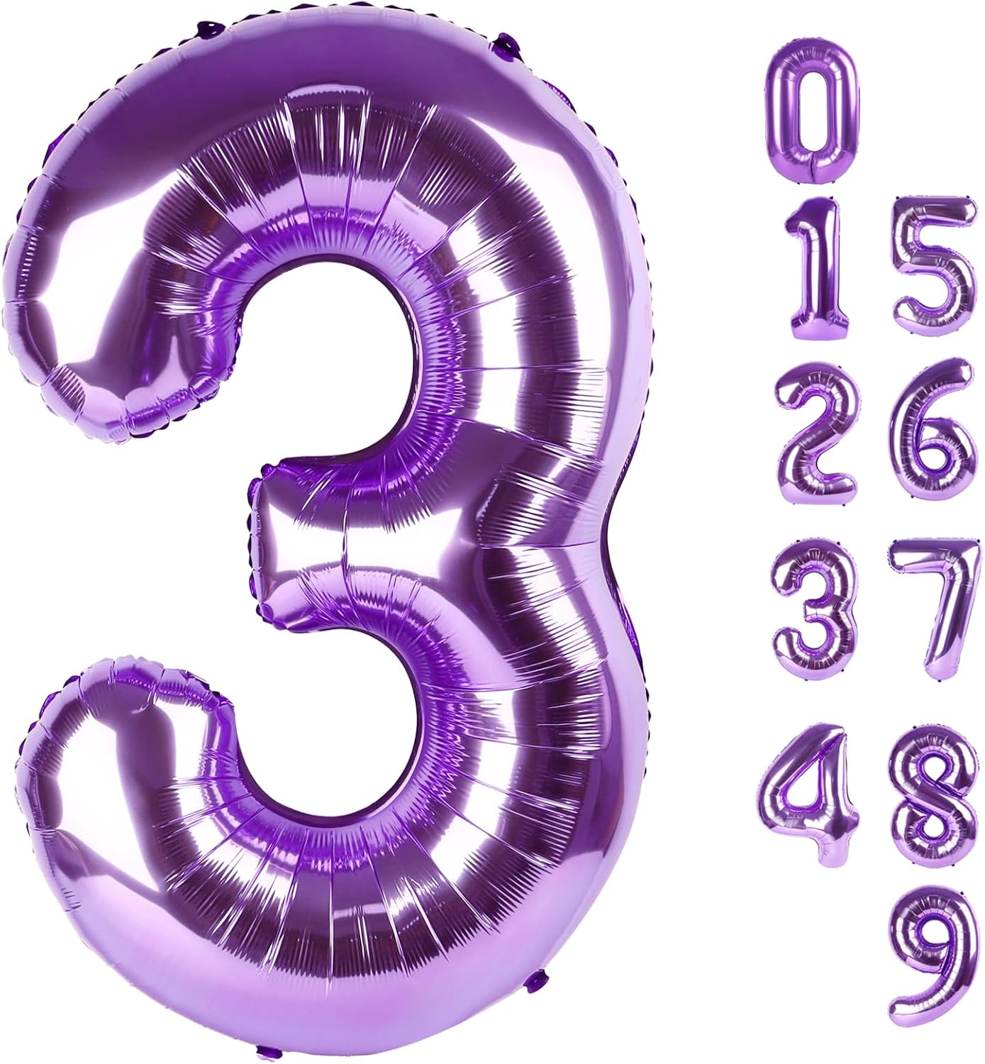 Numbers Balloon - 40 Inch Large Purple Balloon for 3rd Birthday Party Decorations