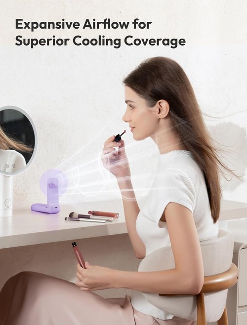 Aecooly Portable Handheld Fan - USB Rechargeable Mini Fan with 24H Cooling Time | Purple Color