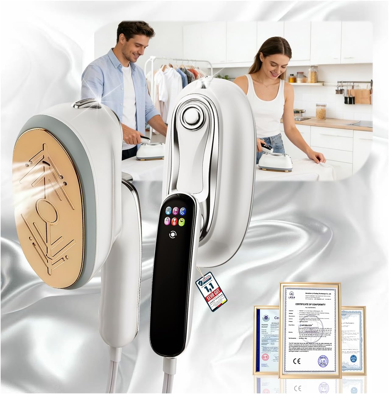 Skiennix Travel Steamer for Clothes - 1300W Power, 160mL Tank, 10s Heat-Up | Ultra-Slim Design for Home & Travel