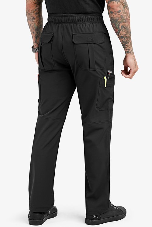 ChefUniforms.com Men's Black Stretch Cargo Chef Pants - Professional Kitchen Workwear, 4-Way Stretch Fabric, 6 Pockets for Restaurant Cooks