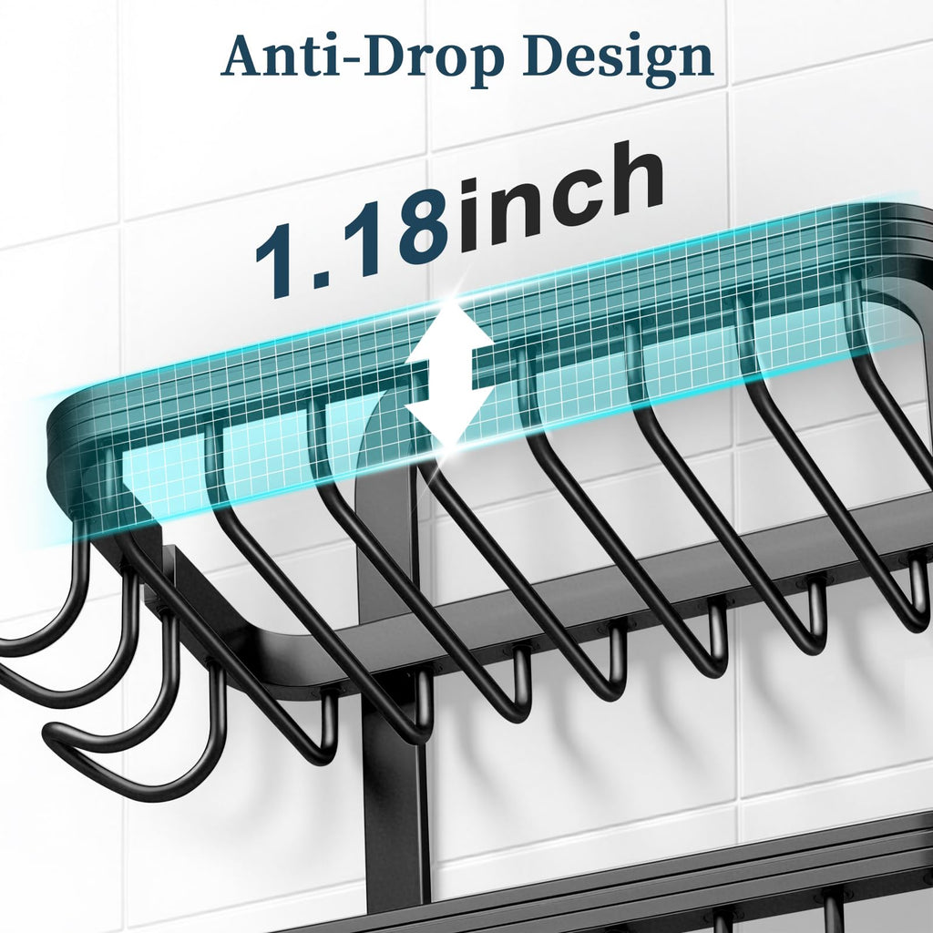3 Tier Soap Bar Holder for Shower, Aluminum Wall Mounted Rustproof Soap Holder with 4 Hooks and Razor Holder, Shower Rack Soap Tray Bar Soap for Bathroom Accessories Organizer Black