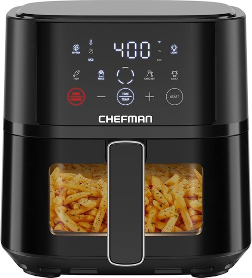 Chefman Air Fryer - 4 QT Compact Airfryer with Hi-Fry Technology & Touch Controls - Black