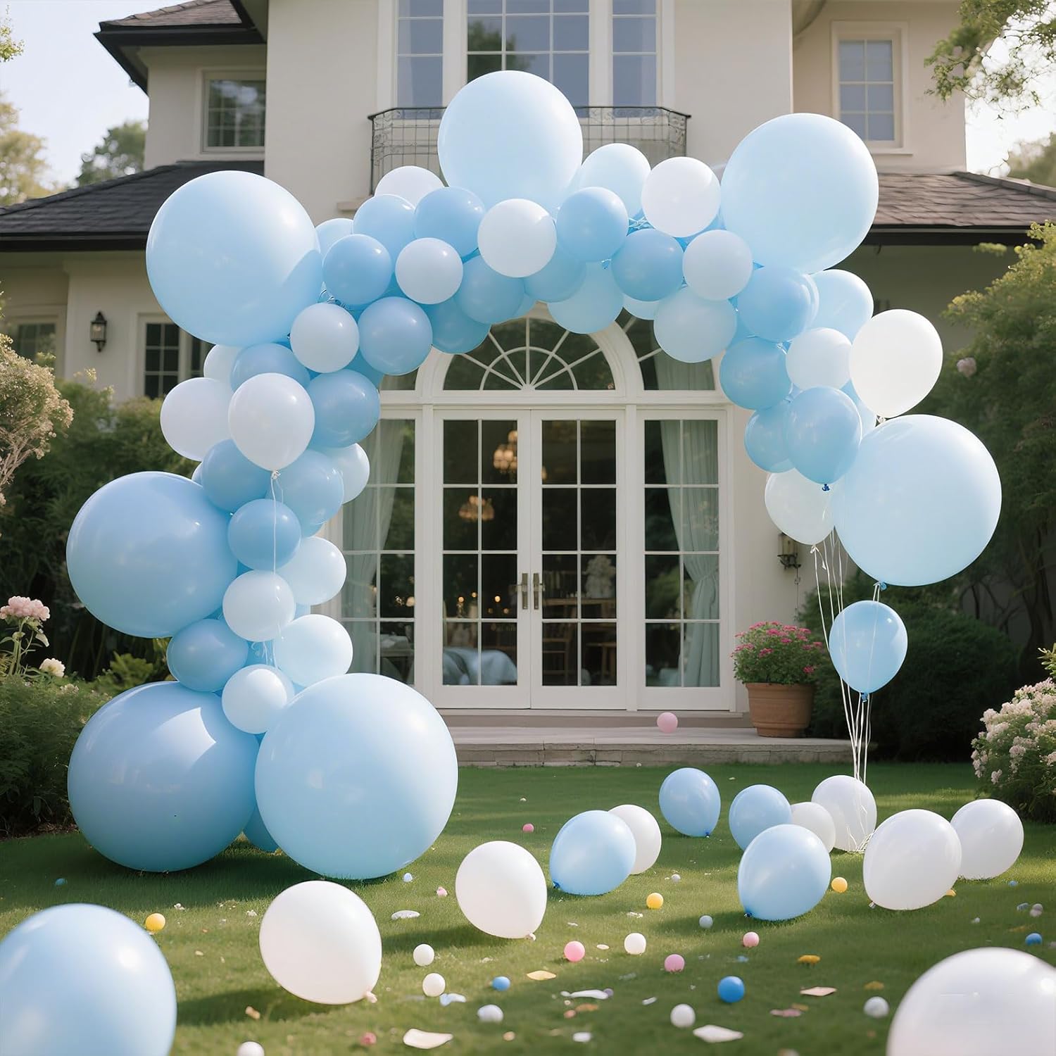 Skiennix Pastel Blue Latex Balloons - 100 Pack of 12-Inch Round Balloons for Weddings & Parties