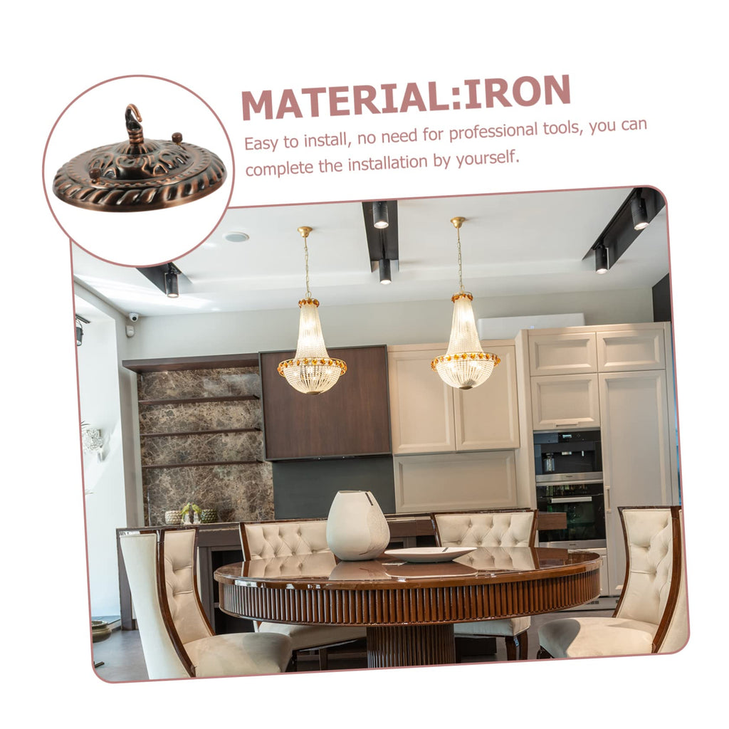 Yardenfun Vintage Style Chandelier Canopy Plate with Hook Heavy Duty Pendant Light Ceiling Cover Easy Install Mounting Bracket for Home Lighting