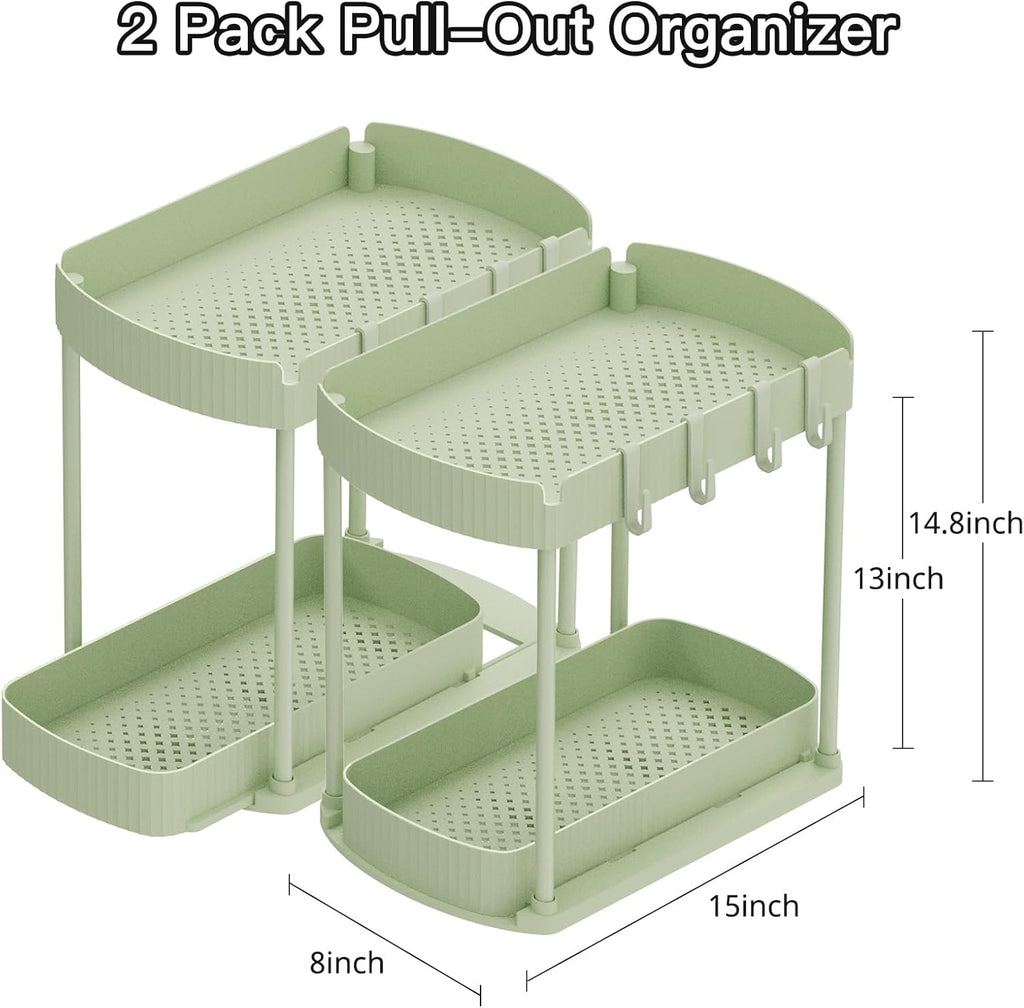 Ukeetap Multi-Purpose Pull-Out Storage Organizers - Under Sink & Cabinet Solutions | 14.8 Inch, Green