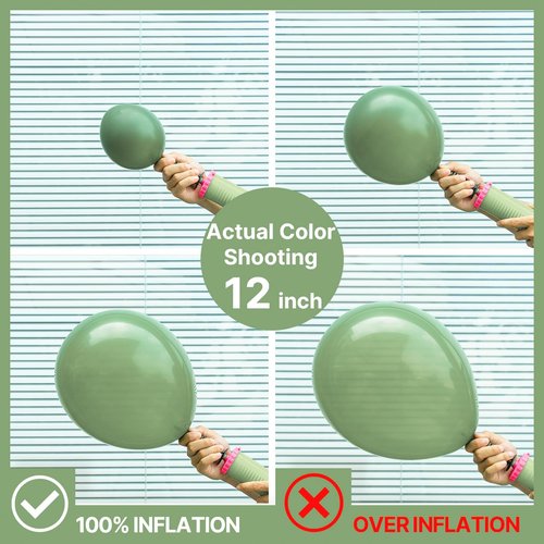 PartyWoo Sage Green Balloon Arch Kit Garland 142pcs Different Sizes of 18 12 10 5 Inch Olive Dusty Boho Green Balloons for Baby Shower Graduation Jungle Woodland Dinosaur Birthday Party Decorations
