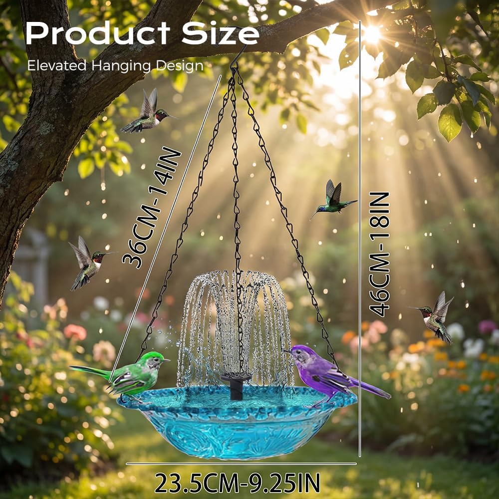 Solar Cascade Bird Bath Fountain - 2026 New Solar-Powered Water Dispenser for Garden Decor | Blue