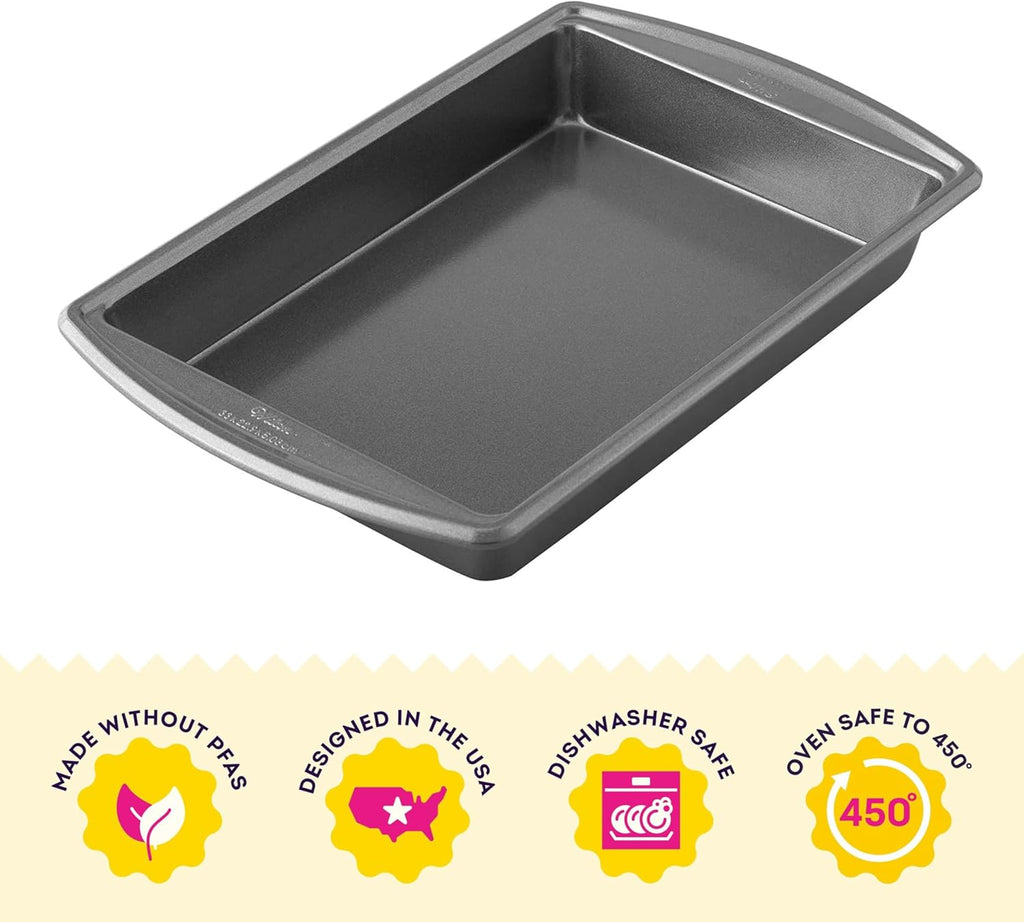 Wilton Platinum Non-Stick Oblong Baking Pan - Versatile 13 x 9 x 2 Inch for Baking & Roasting - Dishwasher Safe, PFAS-Free