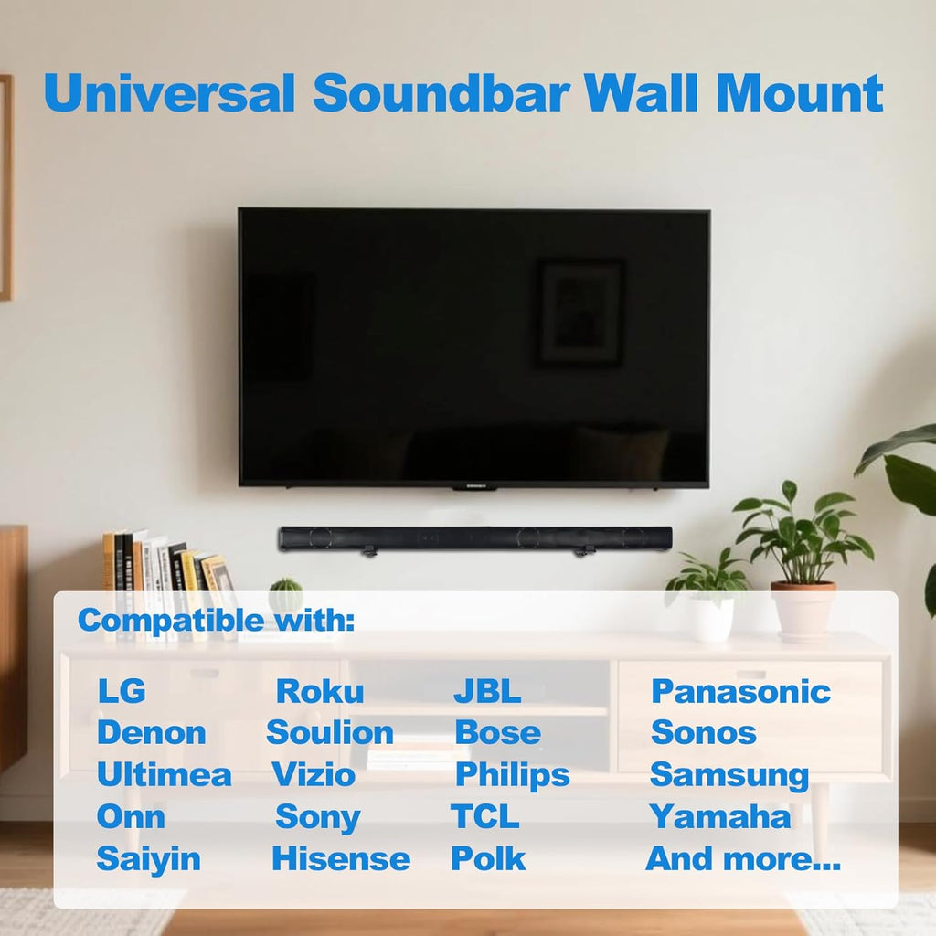 **Sonos Soundbar Wall Mount - All Metal Adjustable Design for TVs | Holds Up to 30 lbs, Black, 2 Packs**