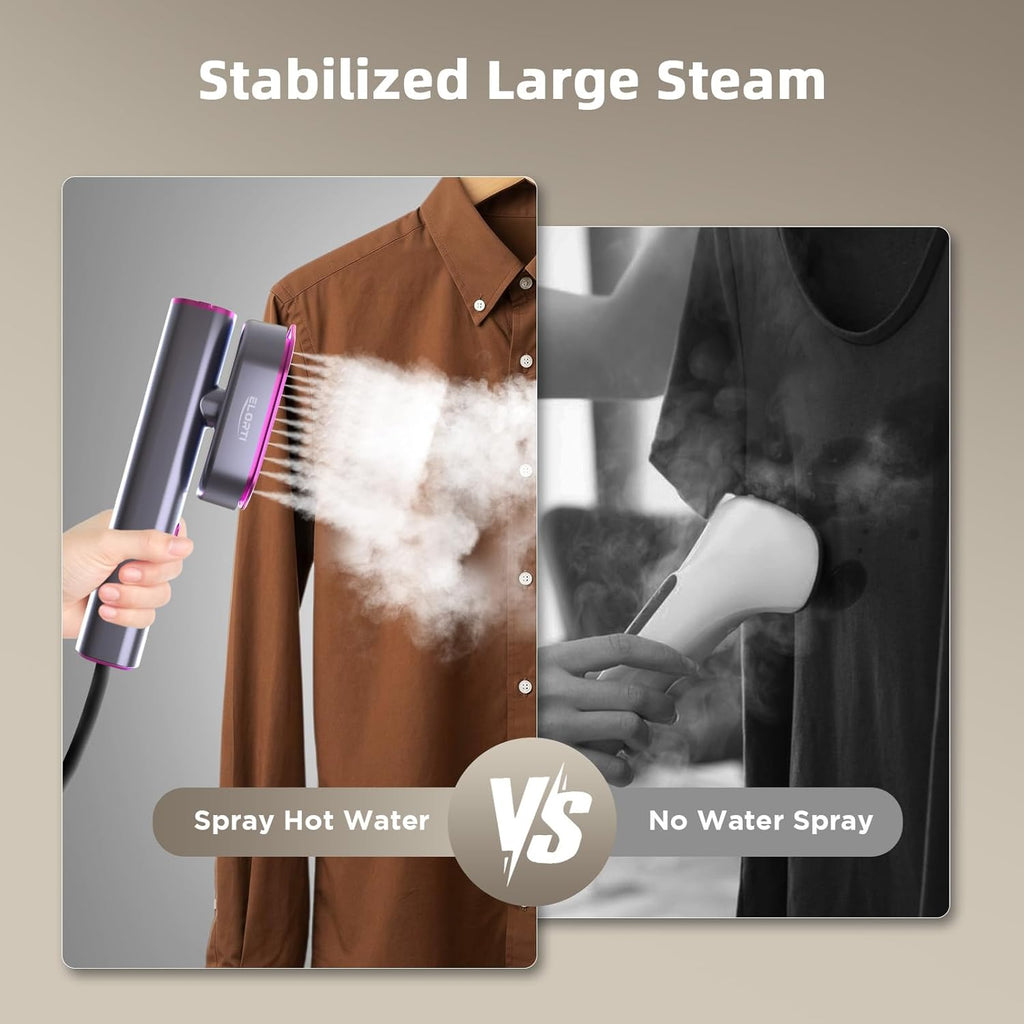Skiennix Travel Steamer - 2-in-1 Handheld Garment Steamer & Iron | Fast Heat-Up in 15s, 1200W, Rose Red