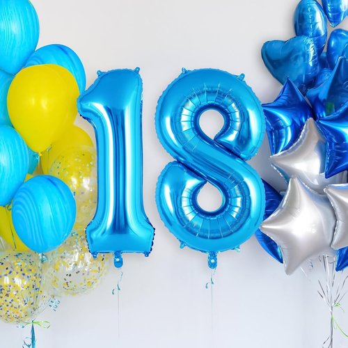 Blue Number 1 Balloon - 40 Inch Jumbo Foil Mylar Balloon for First Birthday Party & Anniversary Celebrations