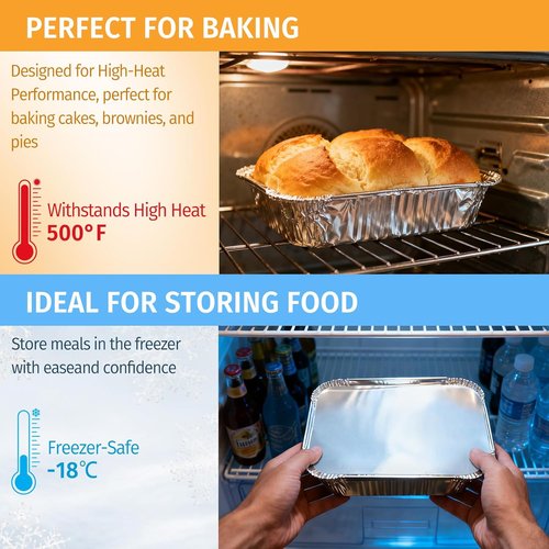 Aluminum Pans Combo Set by [Brand Name] - 40 Pack Disposable Foil Pans with Lids | 9x9 & 8x8 Sizes for Meal Prep & Cooking