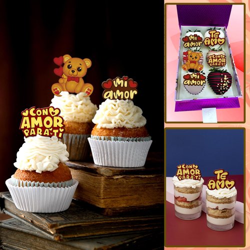 Valentines Day Heart Silicone Molds with Spanish Phrases – i love you fondant mold with Perfect Size for Chocolate-Covered Strawberries, Cupcakes topper, Candy Mold Love.