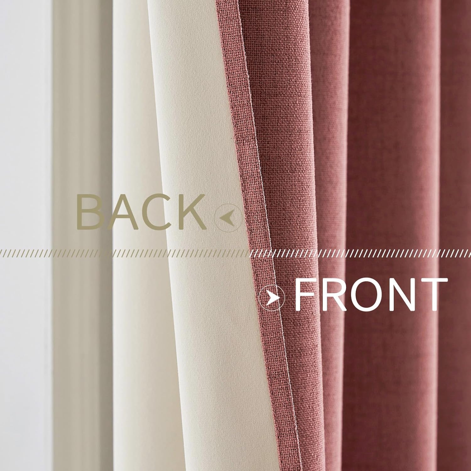 MIULEE 100% Blackout Linen Textured Curtains - Thermal Insulated Dusty Rose Drapes | 42 x 84 Inch (2 Panels)