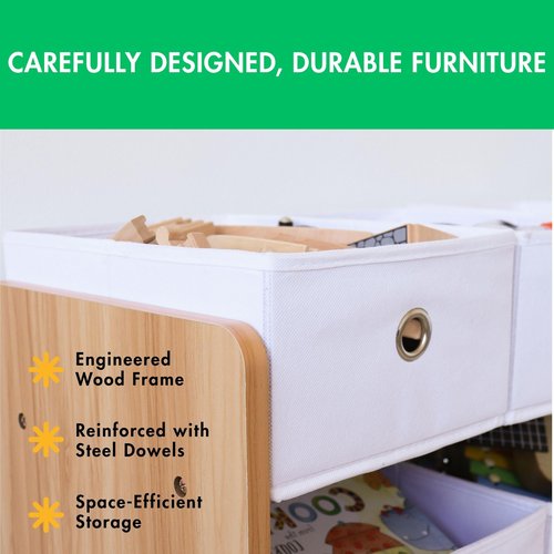 Humble Crew Toy Storage Organizer with 9 Removable Fabric Bins, Light Grey/Grey – Premium Playroom Toy Organizer for Toddlers Ideal for Kids' Rooms, Playrooms, and Nurseries - Modern Toy Bins for Kids