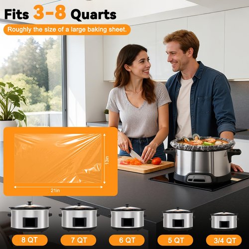 Vclpower Slow Cooker Liners 13”x21”, Large Size Disposable Cooking Bags, BPA-Free Pot Liners Fit 3–8 Quart slow cooker pot, Suitable for Oval & Round Slow Cooker, 20 Count