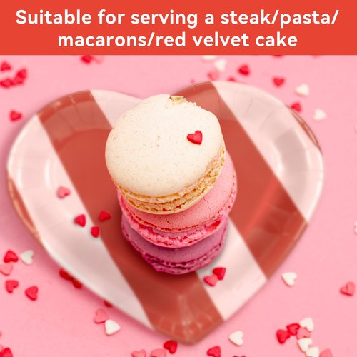 Jollyzaar Valentine's Day Paper Plates Set 60 Count, Heart Shaped 9'' Disposable Plates, Valentines Party Galentine's Day Table Decorations Supplies