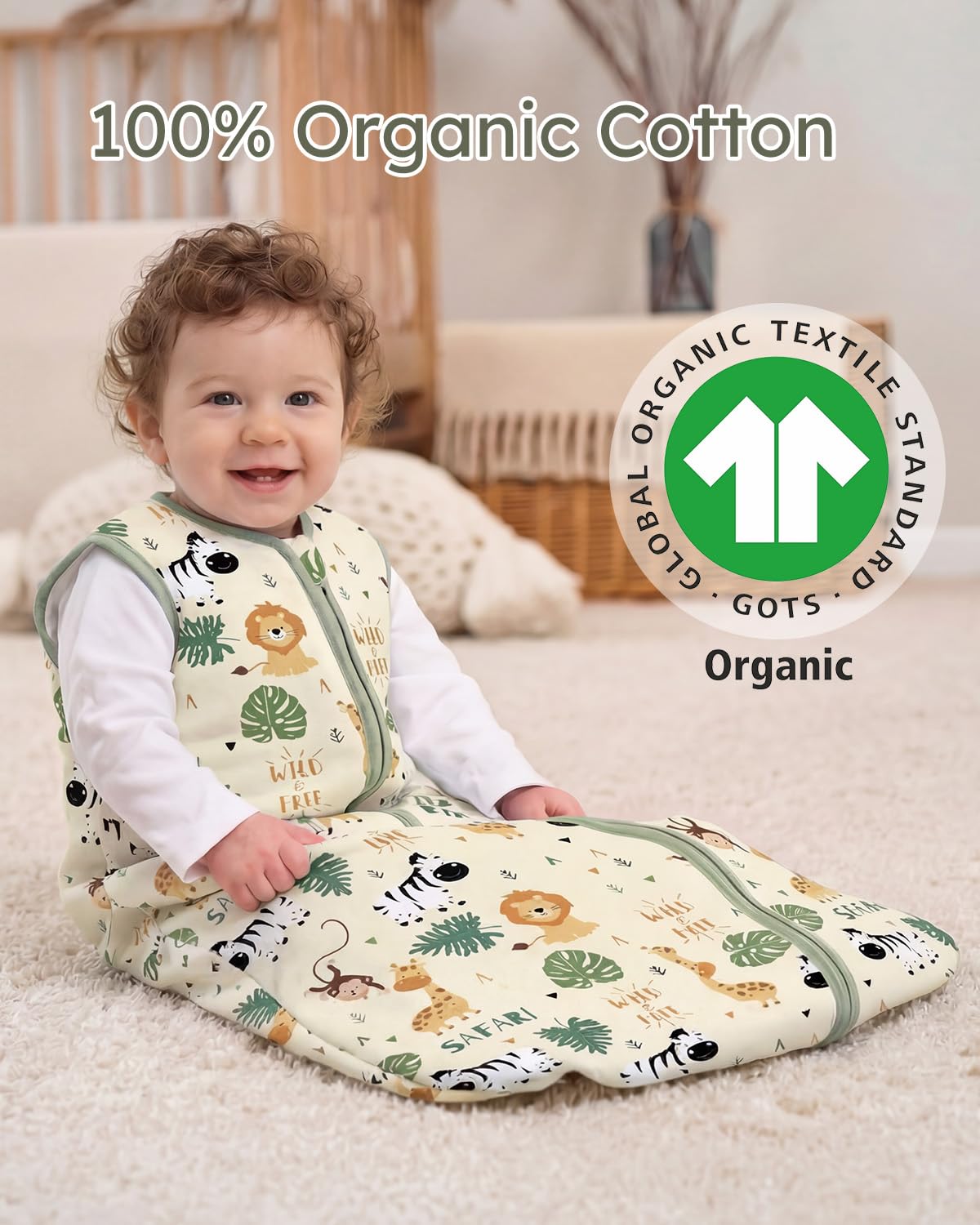 Yoofoss Baby Sleep Sack - 1.5 Tog Wearable Blanket for 6-12 Months | Soft Organic Cotton, 2-Way Zipper