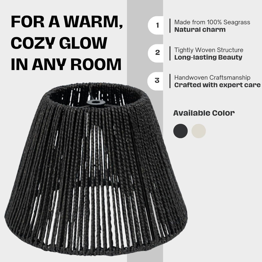 Onhomes Wicker Seagrass Lamp Shade, Rustic Farmhouse Bell Lampshade Replacement for Table and Floor Lamps, Rattan Pendant Light Cover for Living Room, Bedroom, Kitchen Decor