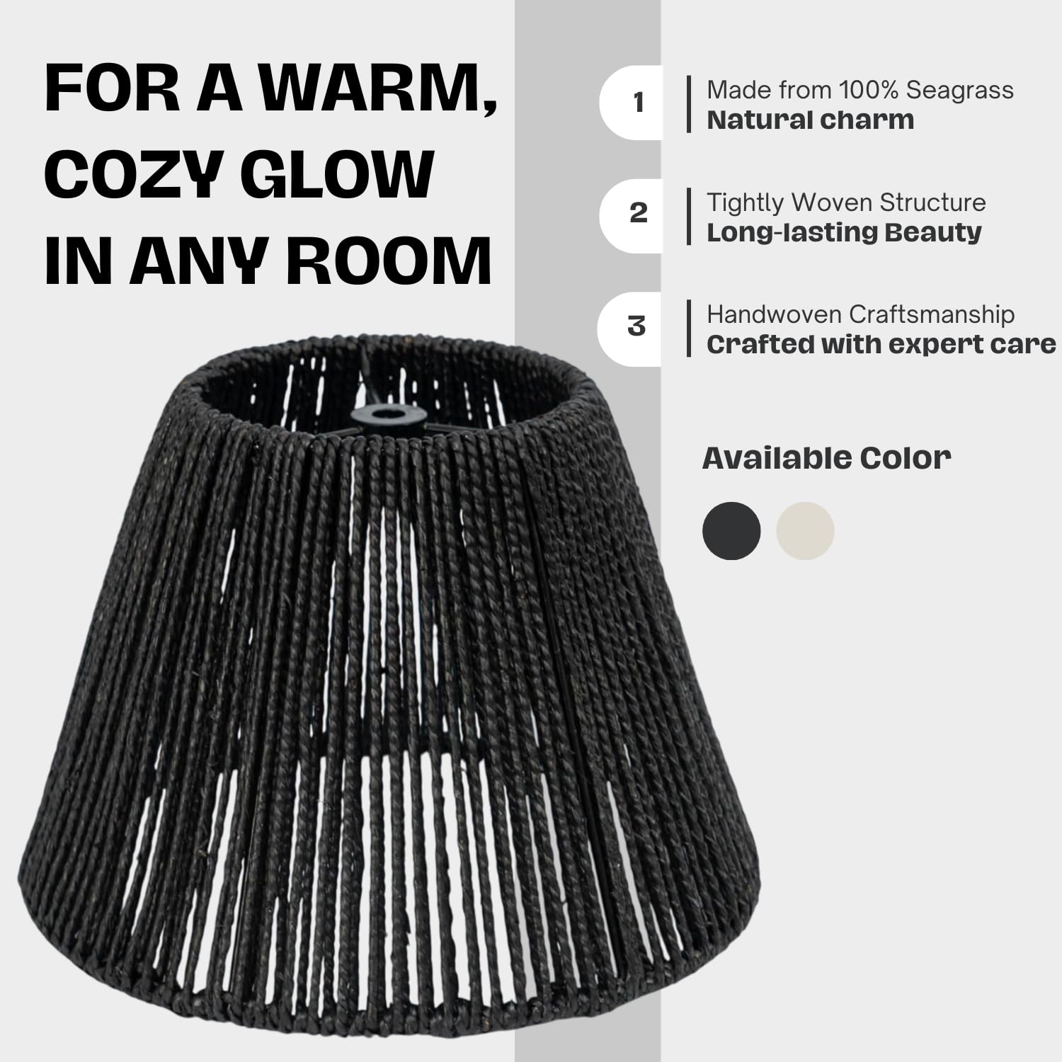Onhomes Wicker Seagrass Lamp Shade, Rustic Farmhouse Bell Lampshade Replacement for Table and Floor Lamps, Rattan Pendant Light Cover for Living Room, Bedroom, Kitchen Decor