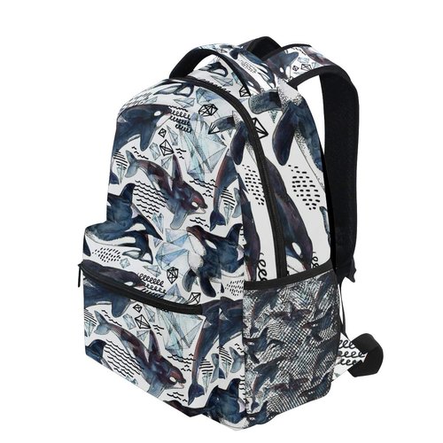 AUUXVA Sea Animal Killer Whale Backpack College School Book Shoulder Bag Travel Daypack for Boys Girls Man Woman