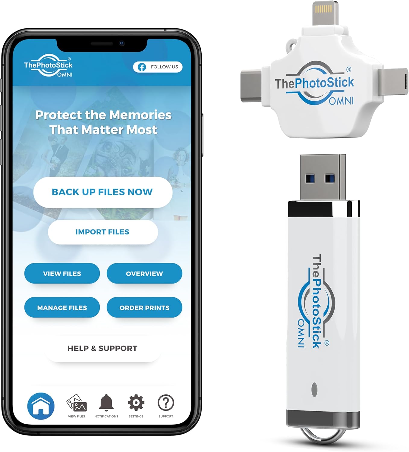 ThePhotoStick® Omni 32GB USB Flash Drive - Automatic Photo & Video Backup for iPhone, Android, Mac & PC