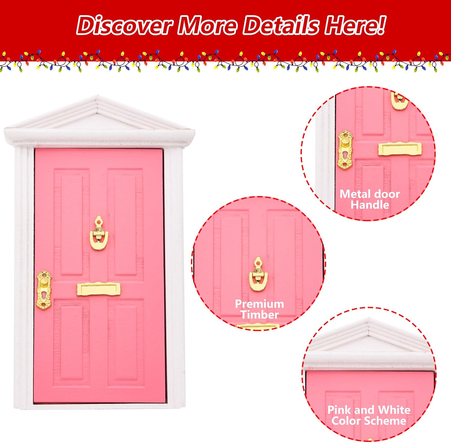 Skiennix Christmas Elf Girl Fairy Door Decor - Miniature Wooden Wall Decoration for Holiday Cheer