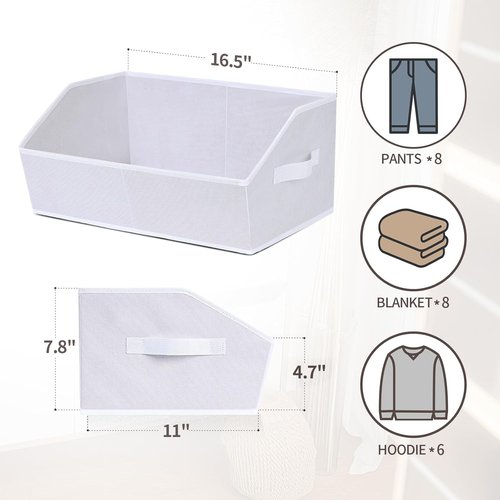 Homsorout Decorative Storage Baskets - Trapezoid Closet Bins with Handles, 10 Pack, White