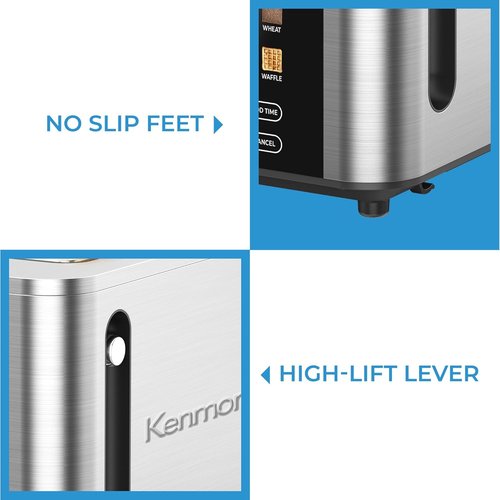 Kenmore 2-Slice Toaster - Touch Screen Control, 6 Shade Settings & Extra Wide Slots | Stainless Steel