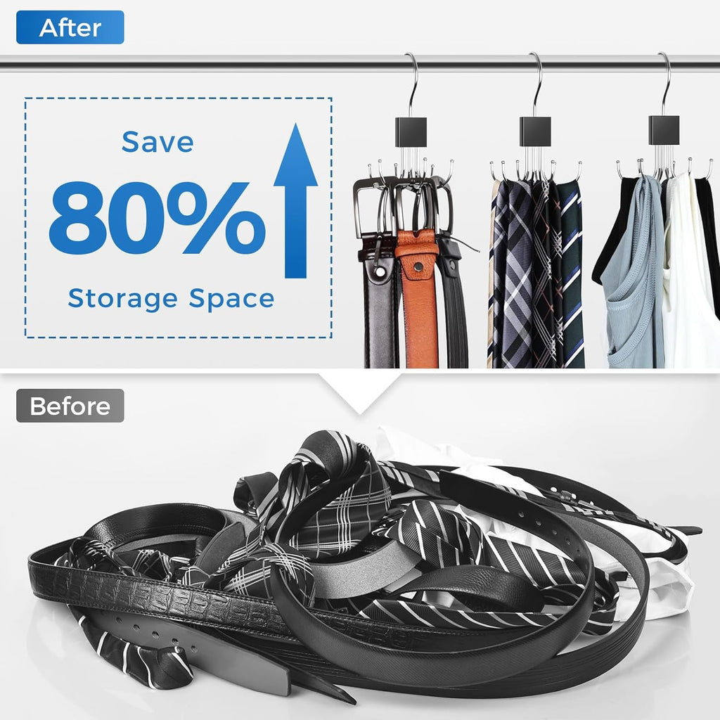Skiennix Belt Hanger - 360° Rotatable Belt Organizer for Space-Saving Closet Storage | 3-Piece Set