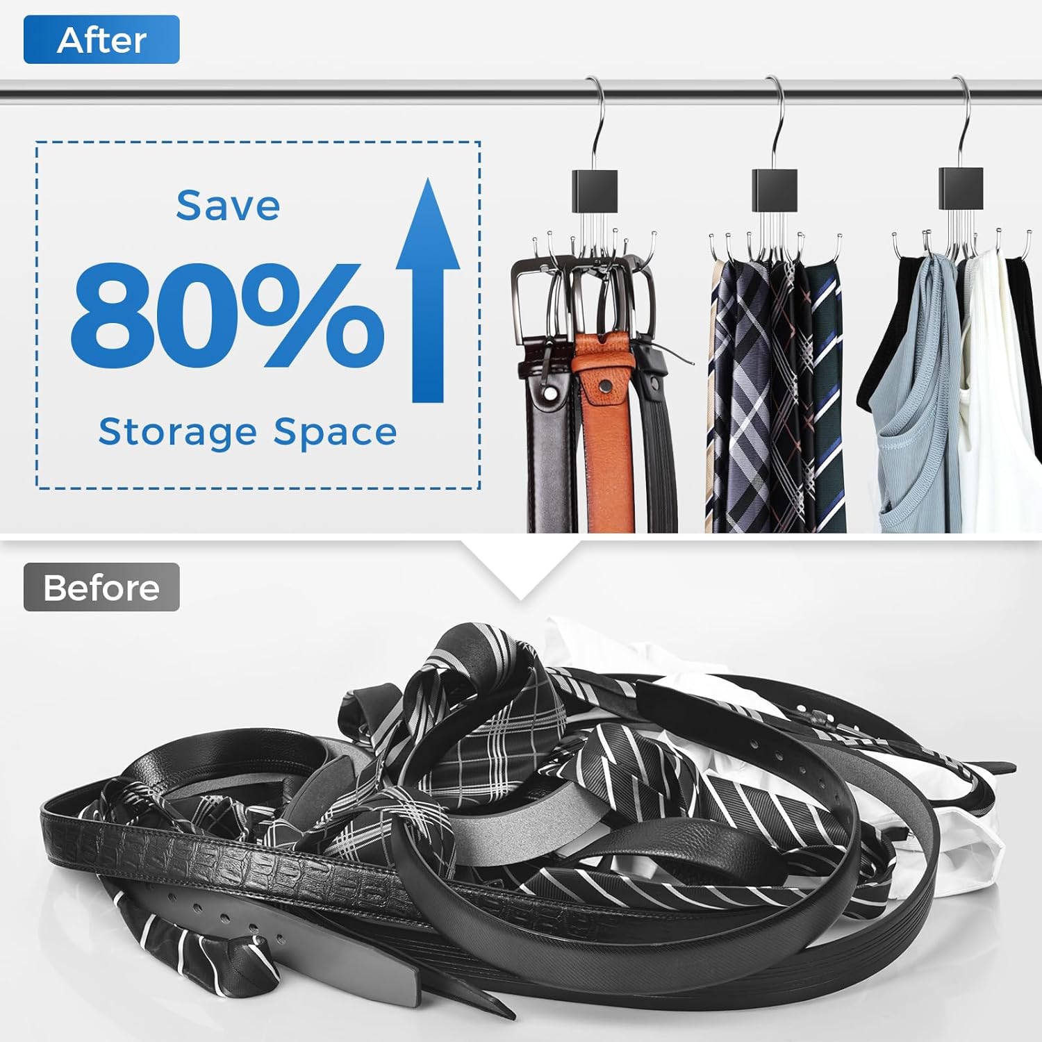 Skiennix Belt Hanger - 360° Rotatable Belt Organizer for Space-Saving Closet Storage | 3-Piece Set