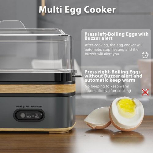 Evoloop Electric Egg Cooker - Rapid 6 Egg Capacity for Soft, Medium, Hard Boiled & Omelets - BPA Free