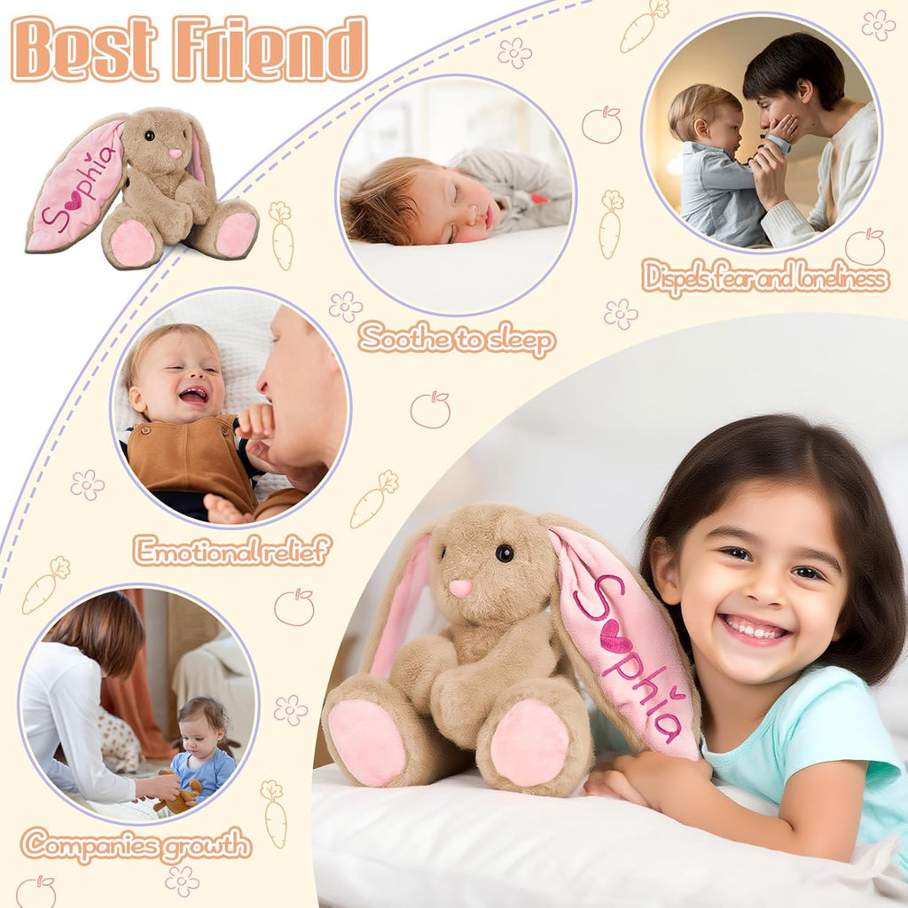 Skiennix Personalized Bunny Plush - Custom Embroidered Stuffed Animal for Babies | Perfect Gift for Toddlers