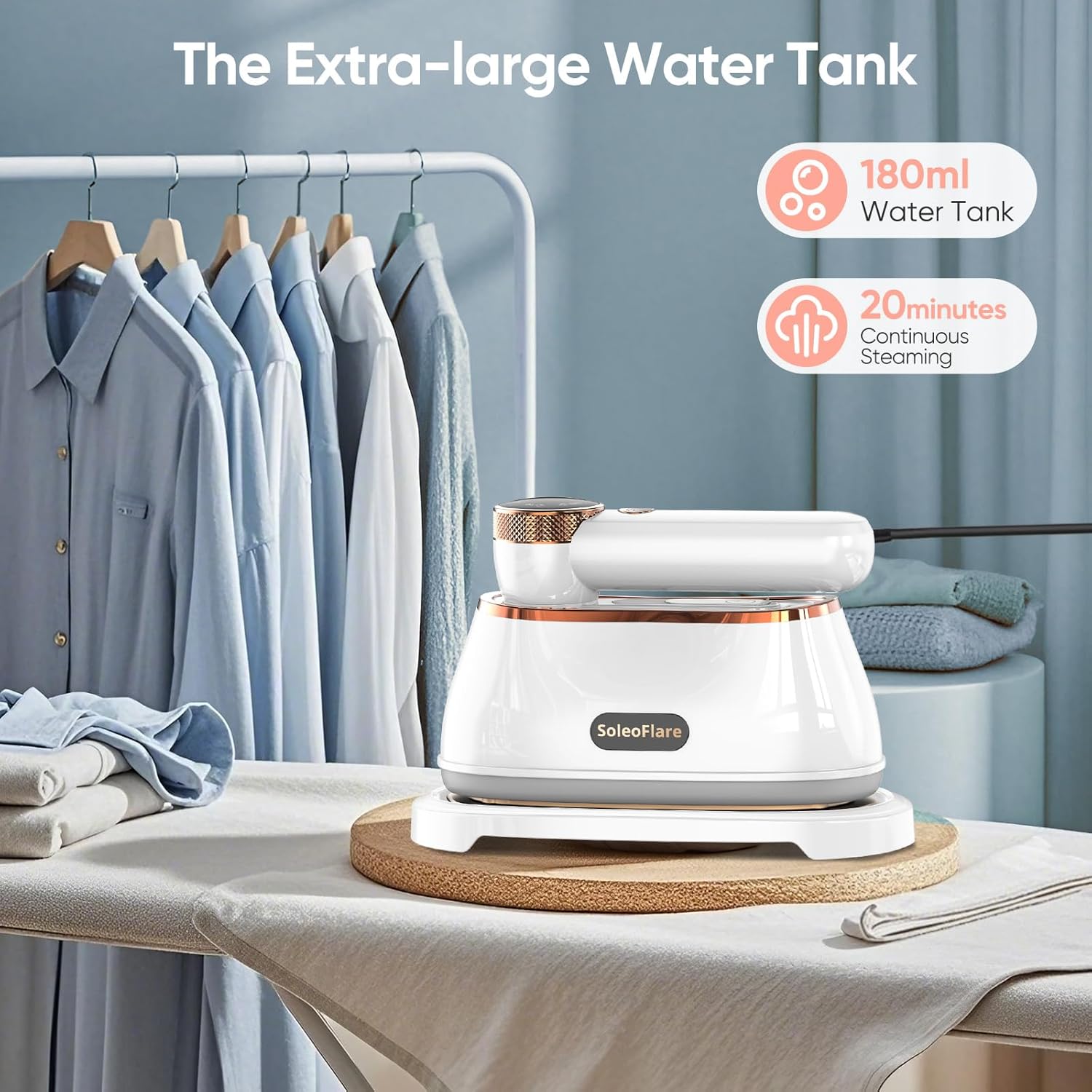 Steamer for Clothes - Skiennix 1200W Travel Steam Iron with 5 Modes & 180ml Capacity, White