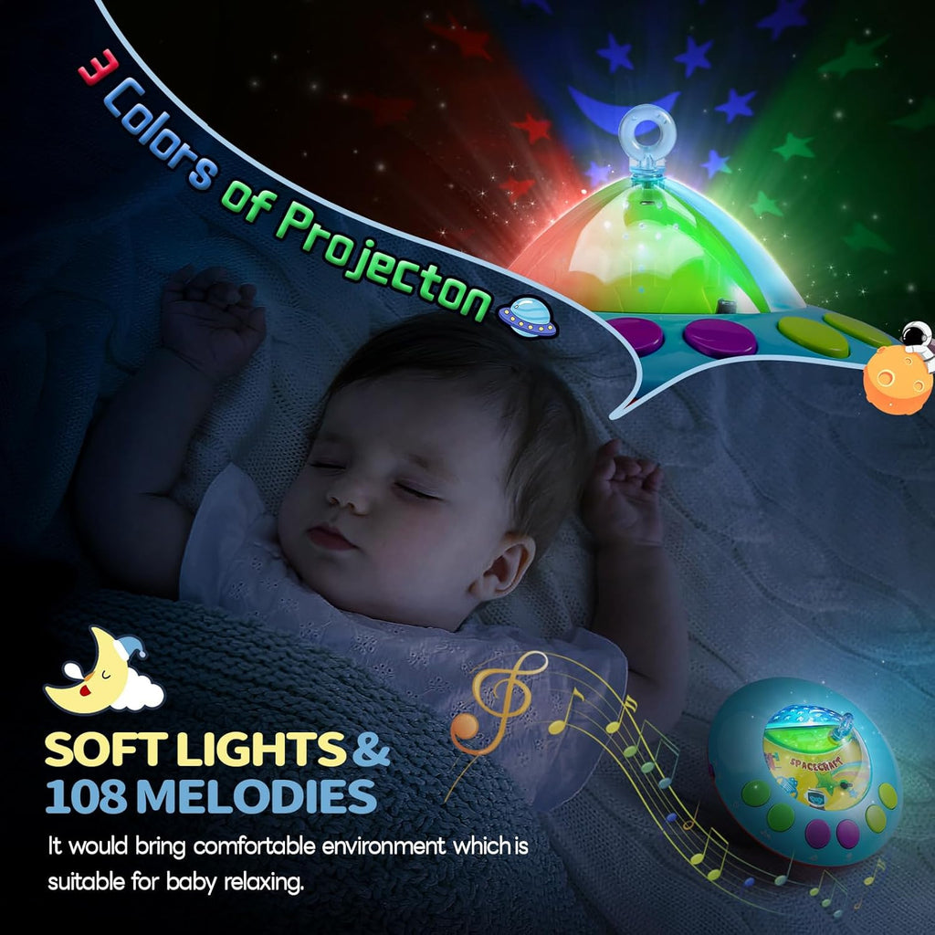 Skiennix Baby Musical Crib Mobile - Remote Control, Lights & Projector | 108 Melodies for Newborns 0-24 Months